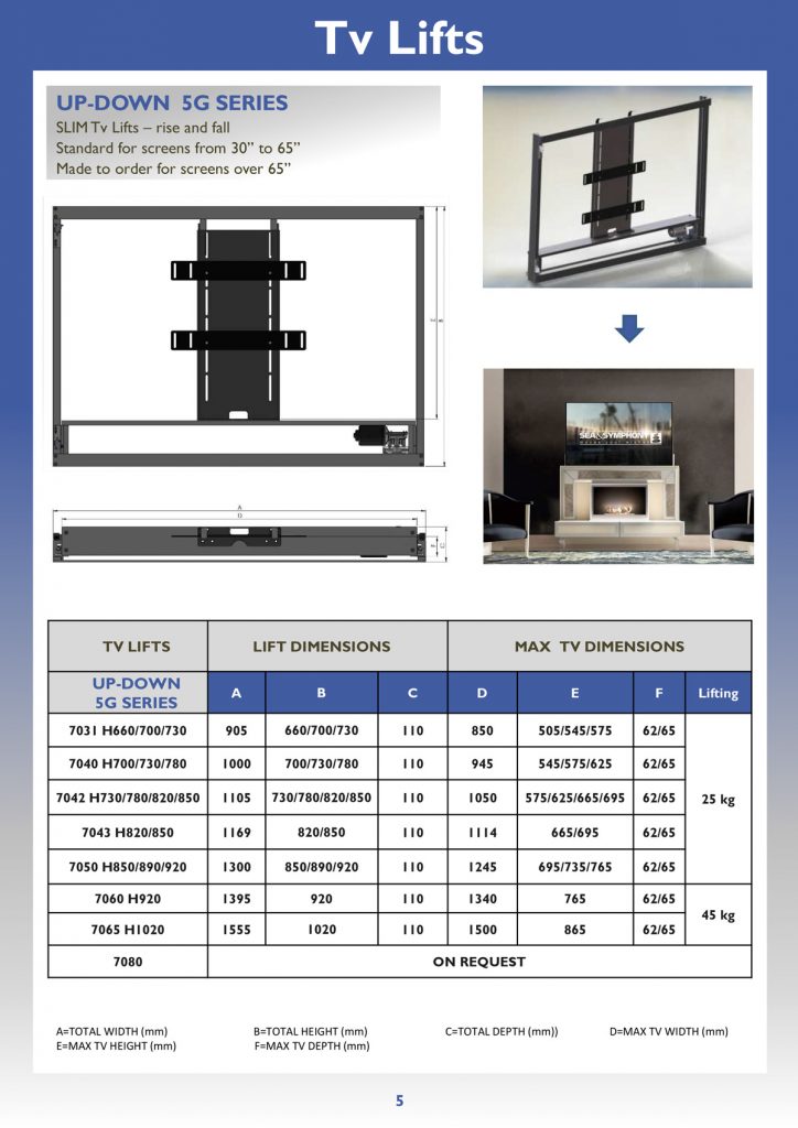 Sistema elevador TV motorizado - TM/TS Series - Sea & Symphony srl - con  base giratoria
