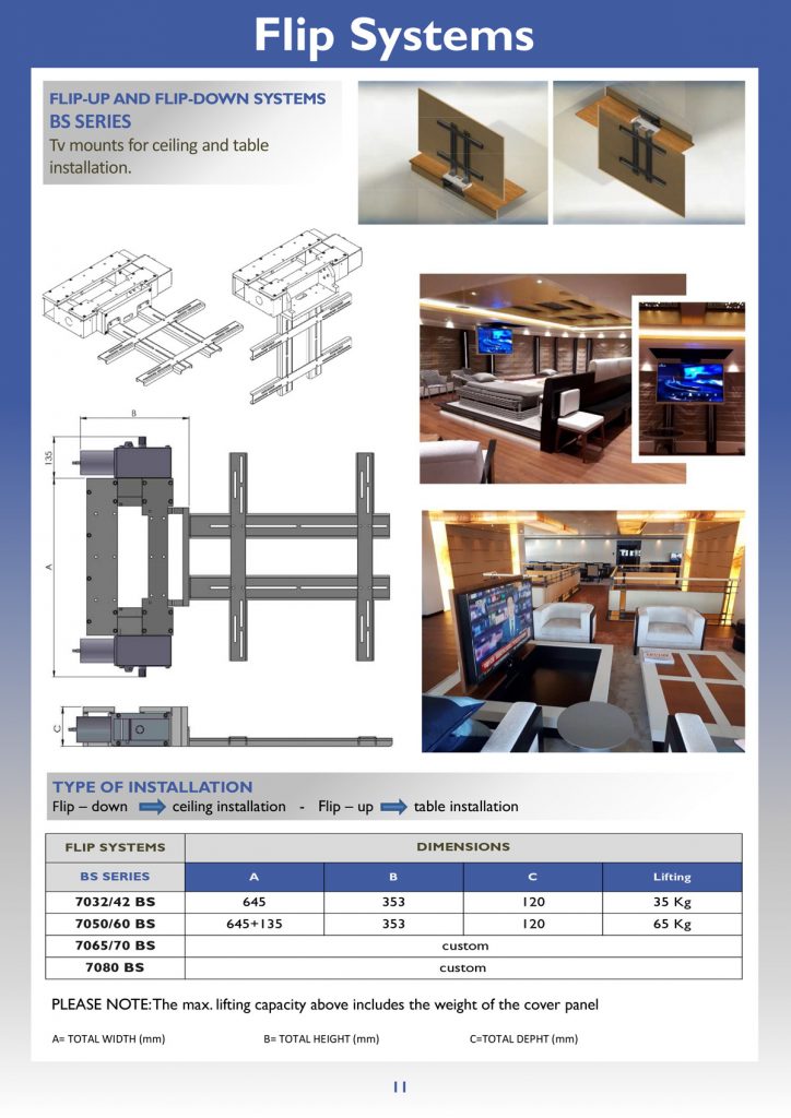 Sistema elevador TV motorizado - TM/TS Series - Sea & Symphony srl - con  base giratoria